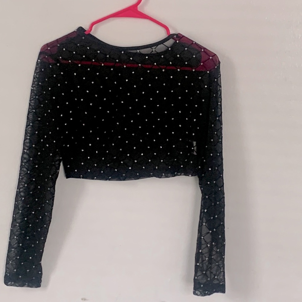 See Through Black And Silver Crop Top